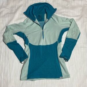 [Patagonia] Teal and Light Blue midweight zip neck pullover
